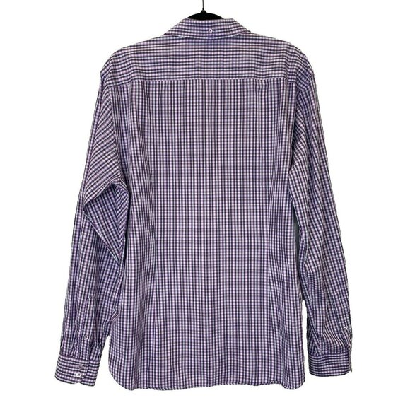TED BAKER Shirt Mens Size Large Purple Plaid Check Long Sleeve Button Front - Picture 4 of 4